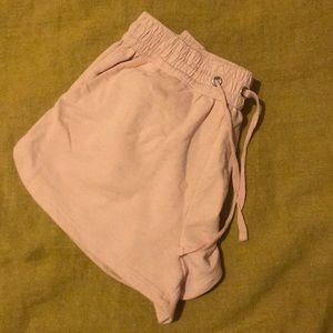 H&M pastel pink cotton draw string shorts